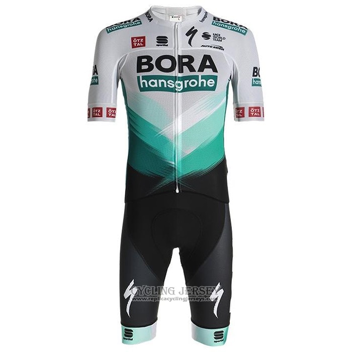 2021 Cycling Jersey Bora-hansgrone White Green Black Short Sleeve And Bib Short